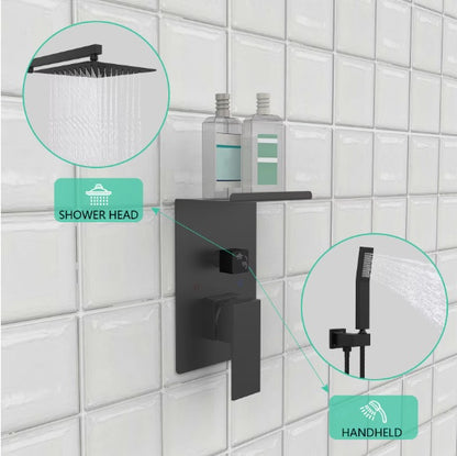 US Local Rain Shower System With Storage Shelves Wall-mounted