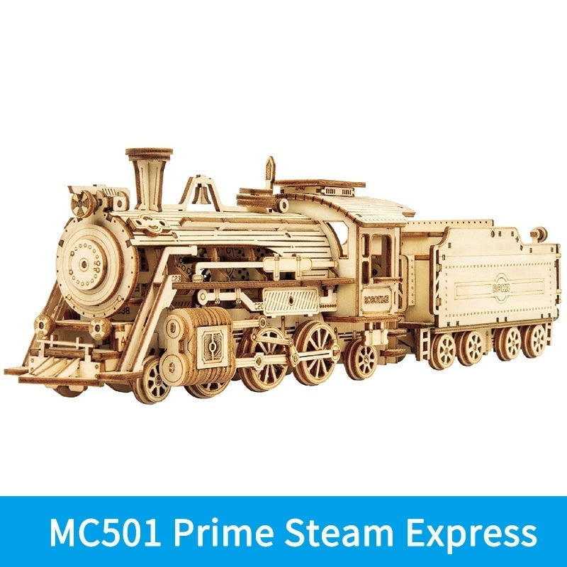 US Local Robotime ROKR Train Model 3D Wooden Puzzle Toy Assembly Locomotive Model Building Kits for Children Kids Birthday Christmas Gift