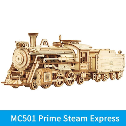 US Local Robotime ROKR Train Model 3D Wooden Puzzle Toy Assembly Locomotive Model Building Kits for Children Kids Birthday Christmas Gift