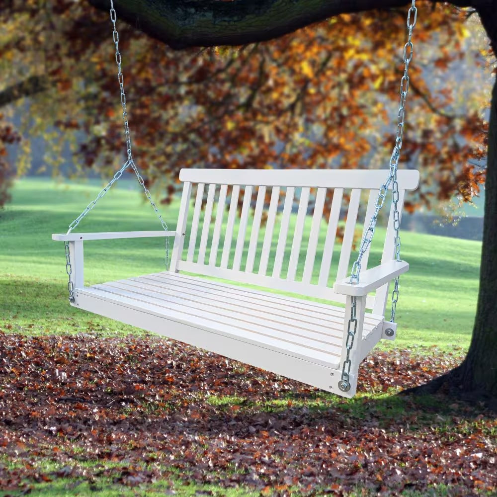 US Local Wooden Bench Swing With Chain
