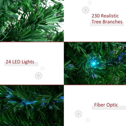 US Local 6' Tall Douglas Fir Pre-Lit Artificial Christmas Tree With Realistic Branches, 24 Multi-Color LED Lights, Fiber Optics And 230 Tips
