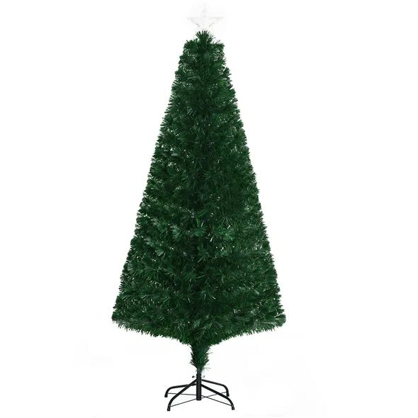 US Local 6' Tall Douglas Fir Pre-Lit Artificial Christmas Tree With Realistic Branches, 24 Multi-Color LED Lights, Fiber Optics And 230 Tips