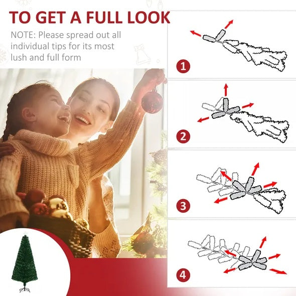 US Local 6' Tall Douglas Fir Pre-Lit Artificial Christmas Tree With Realistic Branches, 24 Multi-Color LED Lights, Fiber Optics And 230 Tips