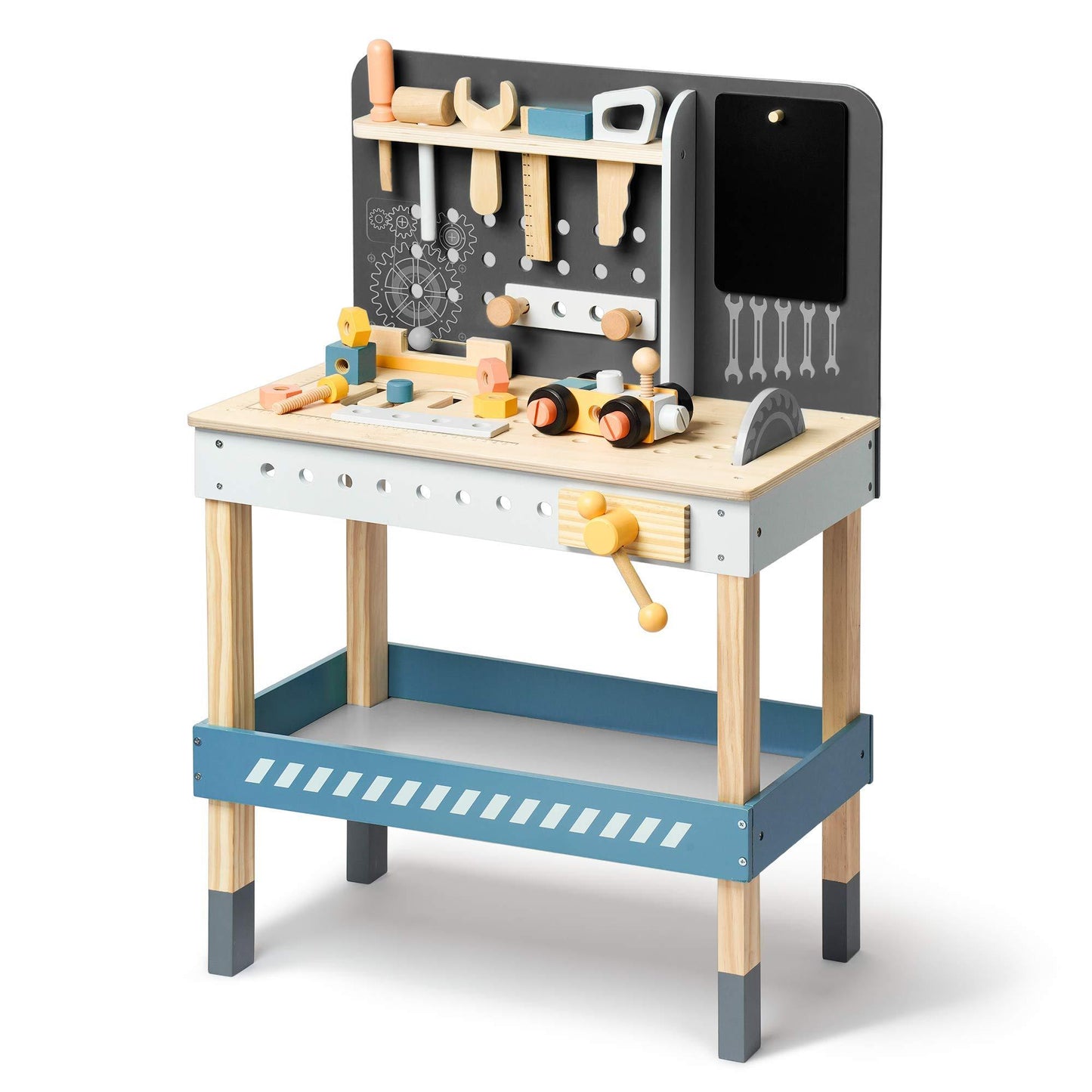 US Local ROBOTIME Wooden Tool Bench For Kids Toy Play Workbench Workshop With Tools Set