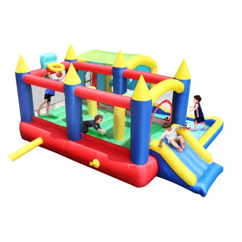 US Local 7 In 1 Inflatable Bounce House, Bouncy House With Ball Pit For Kids Indoor Outdoor Party Family Fun, Obstacles, Toddler Bouncy Castle With Ball Pit For Birthday Party Gifts