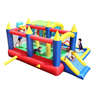 US Local 7 In 1 Inflatable Bounce House, Bouncy House With Ball Pit For Kids Indoor Outdoor Party Family Fun, Obstacles, Toddler Bouncy Castle With Ball Pit For Birthday Party Gifts