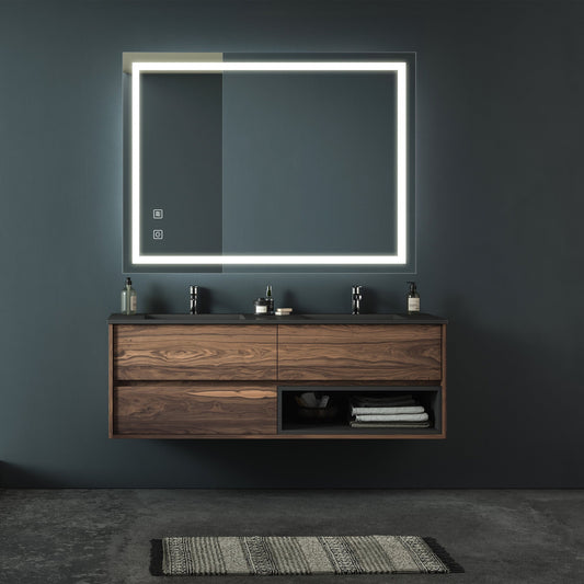 US Local 32x24 Inch Bathroom LED Premium Vanity Mirror With Focusing Back Panel, High Lumens, Dimmable Touch