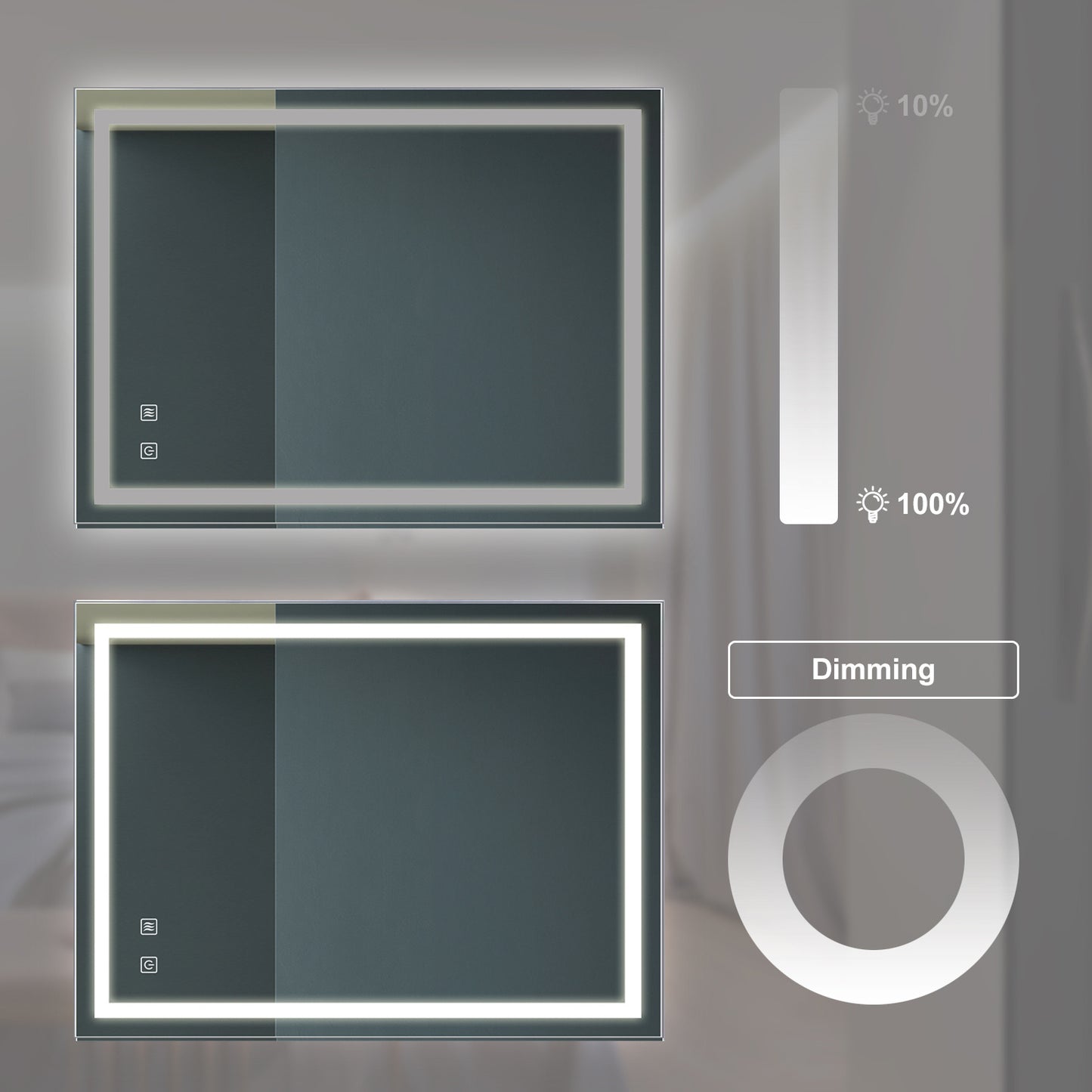 US Local 32x24 Inch Bathroom LED Premium Vanity Mirror With Focusing Back Panel, High Lumens, Dimmable Touch, Unavailable Platforms-Welfel