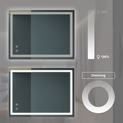 US Local 32x24 Inch Bathroom LED Premium Vanity Mirror With Focusing Back Panel, High Lumens, Dimmable Touch, Unavailable Platforms-Welfel