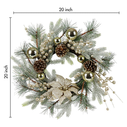 US Local Christmas Wreath 20 Inch Christmas Door Decoration Garland With Warm Lights