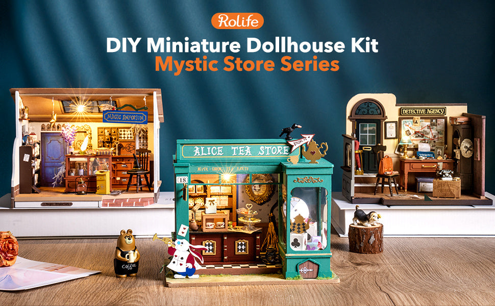 US Local ROBOTIME DIY Miniature Dollhouse Mystic Archives Series Diorama Craft Kit DG155-157