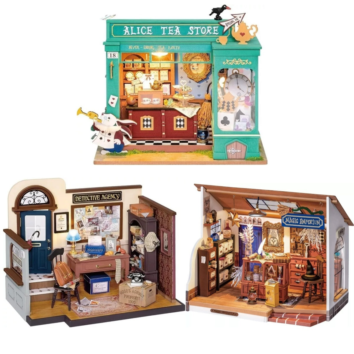 US Local ROBOTIME DIY Miniature Dollhouse Mystic Archives Series Diorama Craft Kit DG155-157