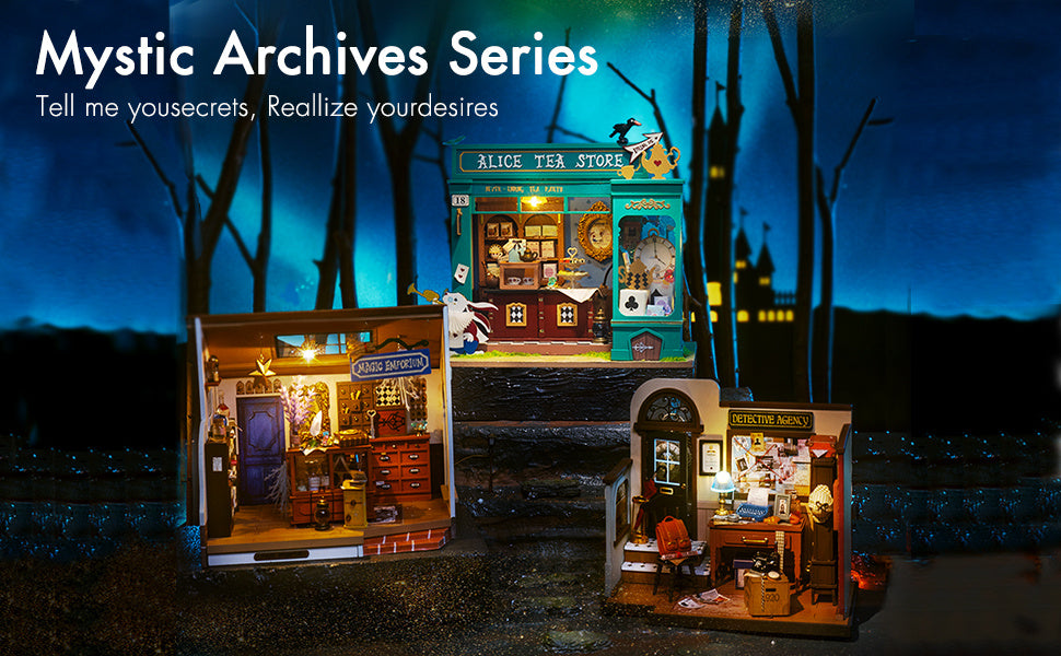 US Local ROBOTIME DIY Miniature Dollhouse Mystic Archives Series Diorama Craft Kit DG155-157
