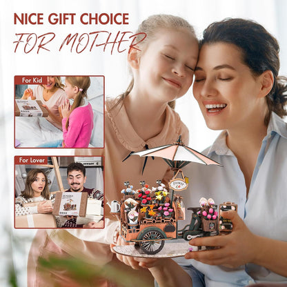 US Local ROBOTIME Model Kits For Adults To Build Blossom Cart, 3D Wooden Puzzles Home Decor Craft Gifts For Adults Women Girls Boys TGS03