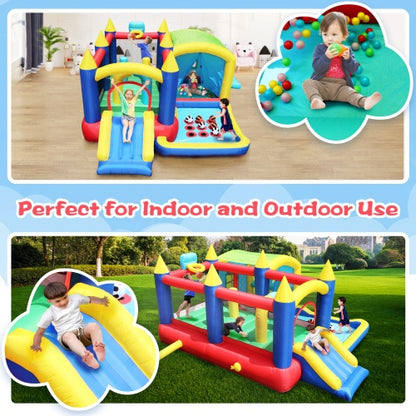US Local 7-in-1 Inflatable Bounce House, Bouncy House With Ball Pit For Kids Indoor And Outdoor Party Family Fun, Obstacles, Toddler Jump Bounce Castle With Ball Pit For Birthday Party Gifts