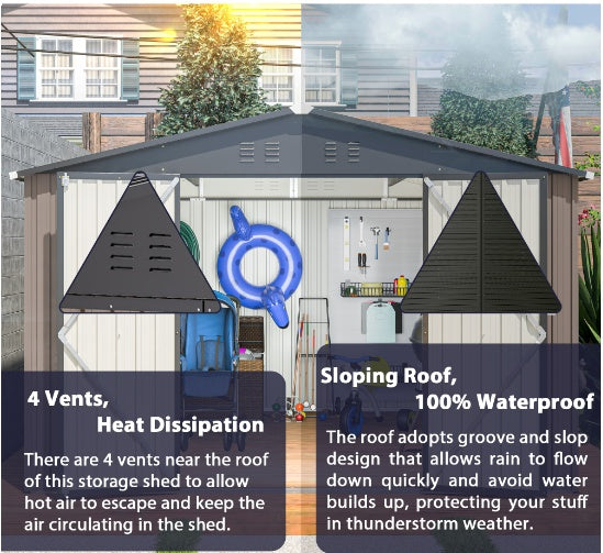 US Local Steel Garden Shed With Double Lockable Door