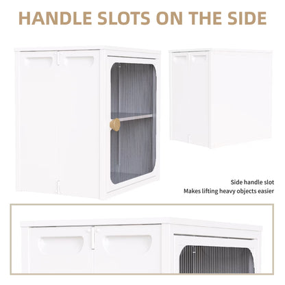 US Local Single Sturdy  Convenient Fordable Cabinet, Durable Steel-Wood Combo With Anti-Slip Design  Quick Fold  Install, Easy To DIY Storage Container With Door, White