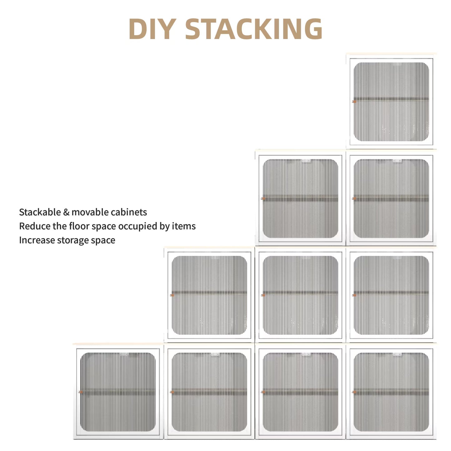 US Local Single Sturdy  Convenient Fordable Cabinet, Durable Steel-Wood Combo With Anti-Slip Design  Quick Fold  Install, Easy To DIY Storage Container With Door, White