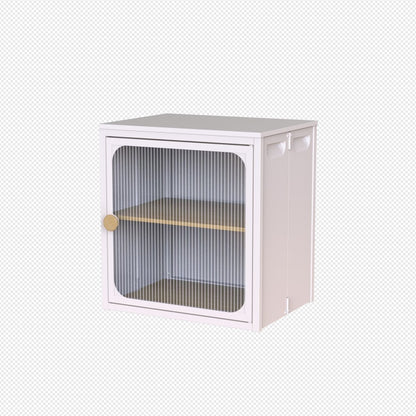 US Local Single Sturdy  Convenient Fordable Cabinet, Durable Steel-Wood Combo With Anti-Slip Design  Quick Fold  Install, Easy To DIY Storage Container With Door, White