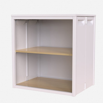 US Local Single Sturdy  Convenient Fordable Cabinet, Durable Steel-Wood Combo With Anti-Slip Design  Quick Fold  Install, Easy To DIY Storage Container With Door, White
