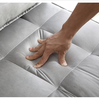 US Local Convertible Sleeping Sofa Bed, Modern Velvet Fabric Double Seat Sofa Bed, Sleeping Sofa Bed With 2 Backs And Detachable Backs, Backs, Suitable For Living Room Bedroom,Grey