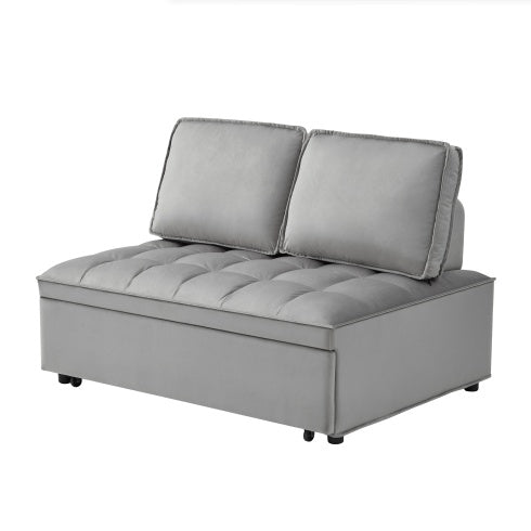 US Local Convertible Sleeping Sofa Bed, Modern Velvet Fabric Double Seat Sofa Bed, Sleeping Sofa Bed With 2 Backs And Detachable Backs, Backs, Suitable For Living Room Bedroom,Grey