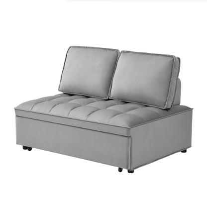 US Local Convertible Sleeping Sofa Bed, Modern Velvet Fabric Double Seat Sofa Bed, Sleeping Sofa Bed With 2 Backs And Detachable Backs, Backs, Suitable For Living Room Bedroom,Grey