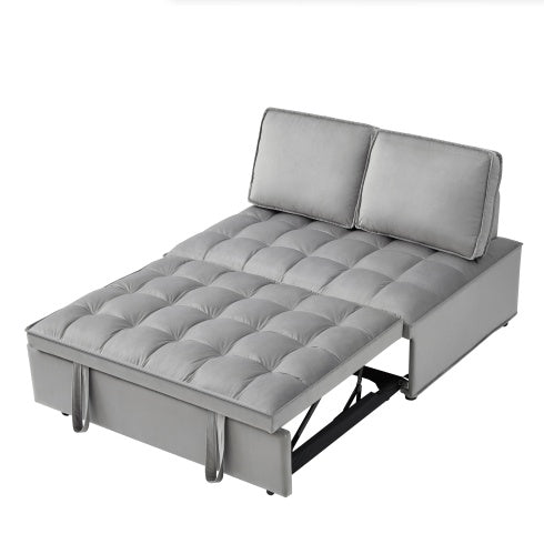 US Local Convertible Sleeping Sofa Bed, Modern Velvet Fabric Double Seat Sofa Bed, Sleeping Sofa Bed With 2 Backs And Detachable Backs, Backs, Suitable For Living Room Bedroom,Grey