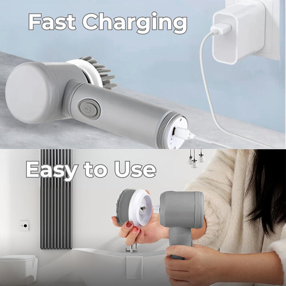 UK Local Rechargeable Electric Cordless Cleaning Brush Spin Scrubber Turbo Scrub Cleaner
