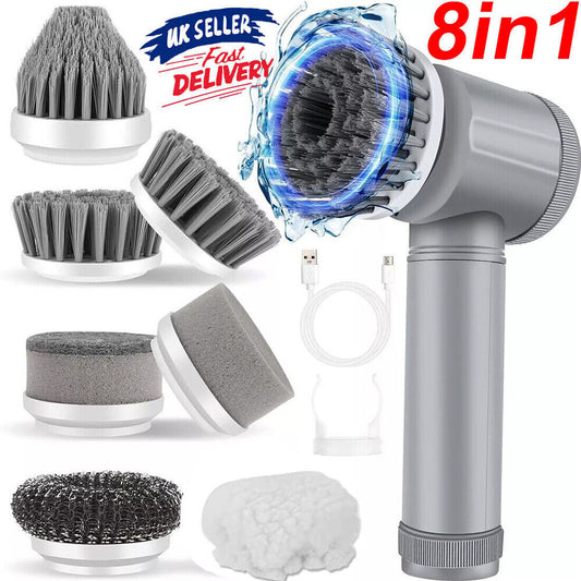 UK Local Rechargeable Electric Cordless Cleaning Brush Spin Scrubber Turbo Scrub Cleaner