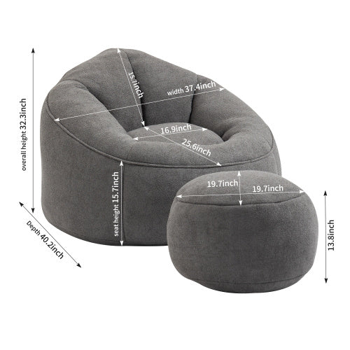 US Local Bedding Bean Bag Sofa Chair High Pressure Foam Bean Bag Chair Material With Padded Foam Padding Compressed Bean Bag With Footrest