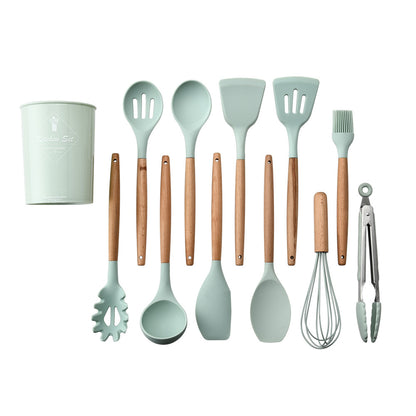 US Local Silicone Kitchenware With Wooden Handle