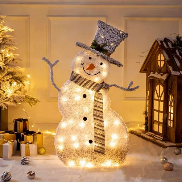 US Local LED Christmas Snowman Decoration Light Collapsible Battery Operated