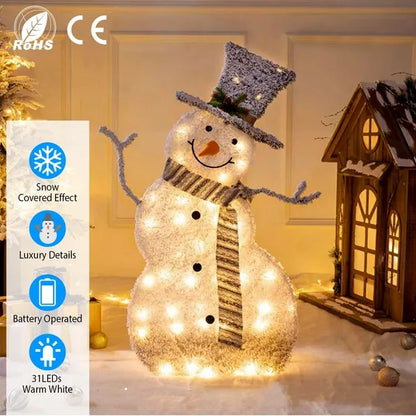 US Local LED Christmas Snowman Decoration Light Collapsible Battery Operated