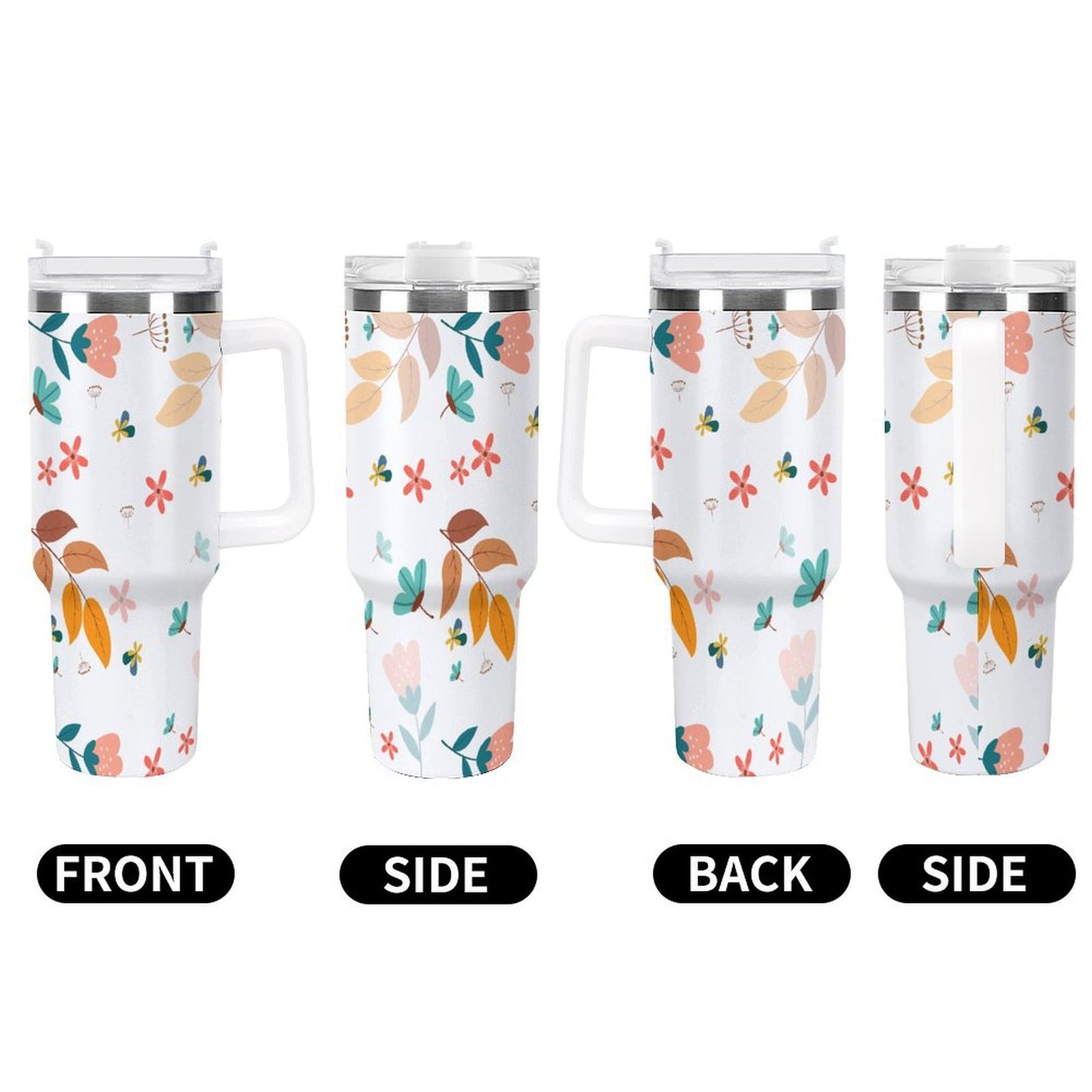 PHDT00145 POD US Local Tumbler 40 oz Large Capacity Car Cup Autumn Flowers, Leaves