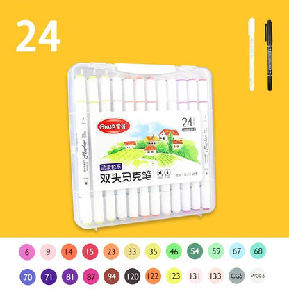 US Local Master Double-headed Marker Art Brush Painting Set Oily 48-color Animation Hand-painting