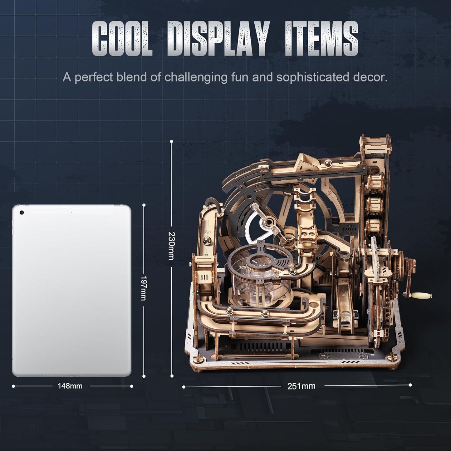 US Local ROBOTIME Marble Run 3D Puzzle Wooden Model Kits For Adults To Build, Gifts Adults Electric Craft Boys, Marble Spaceport LGC01