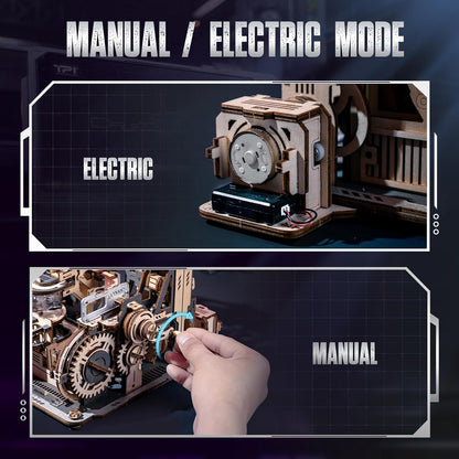 US Local ROBOTIME Marble Run 3D Puzzle Wooden Model Kits For Adults To Build, Gifts Adults Electric Craft Boys, Marble Spaceport LGC01