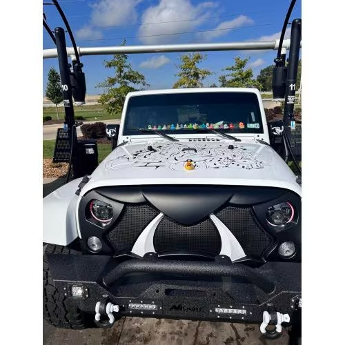 Halloween Front Grille Grid Grill For Wrangler Rubicon Sahara Sport JKJKU, Matte Black