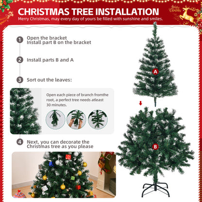 5ft Green Spray White, 480 Branches, PVC Material Christmas Tree