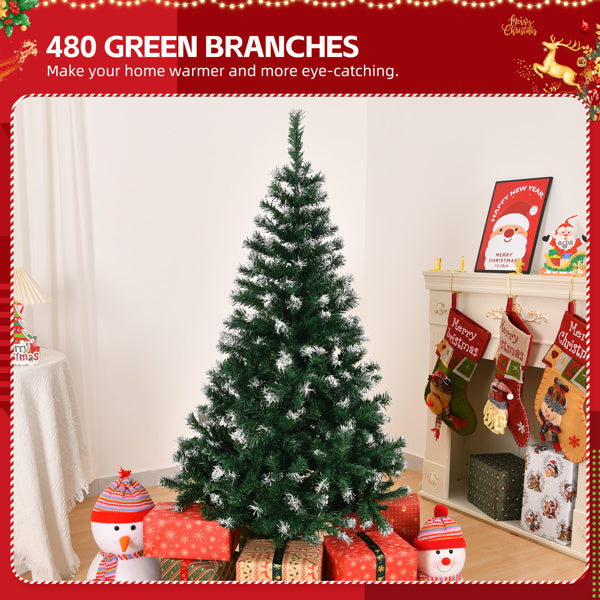 5ft Green Spray White, 480 Branches, PVC Material Christmas Tree