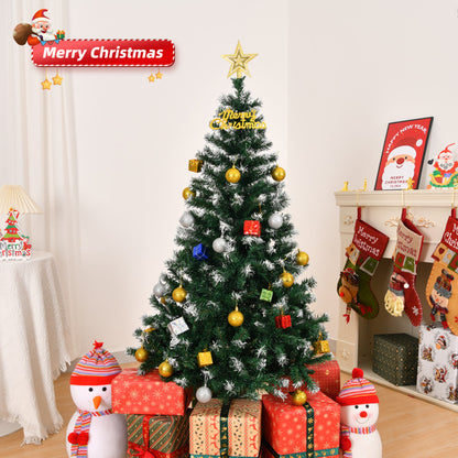 5ft Green Spray White, 480 Branches, PVC Material Christmas Tree