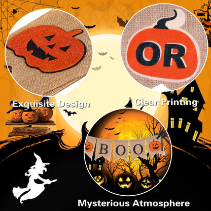 US Local Halloween Burlap Banner Halloween Party Mantel Wall Hanging Supplies For Home Farmhouse Patio