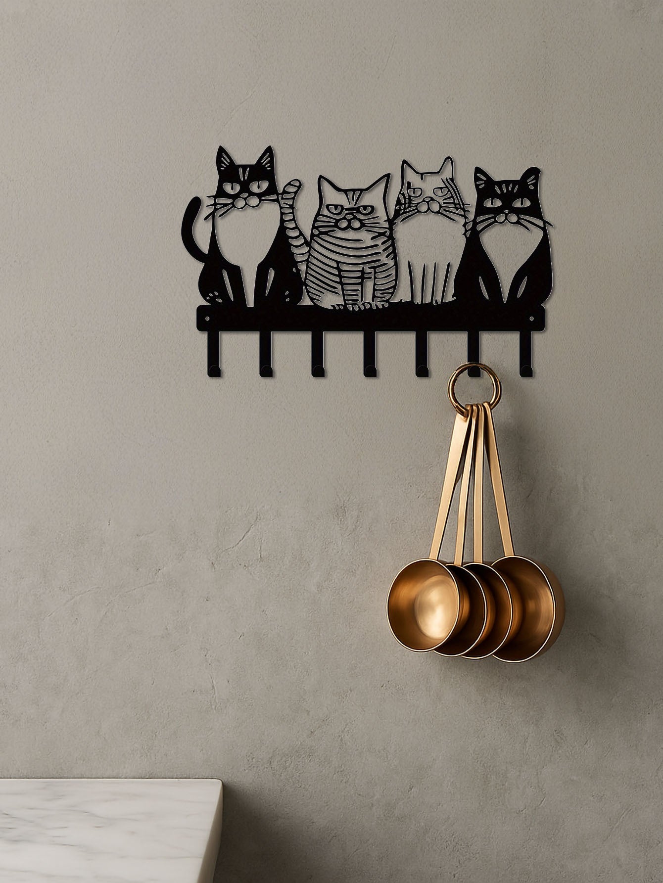 US Local 1PC Cute Cat Wall Hook-Adorable Kitty Decor For Home, Strong Metal Wall Hooks