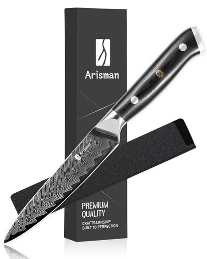 US Local 5 Inch Utility Knife, Japanese Damascus Steel Paring Knife, Sharp VG10 Fruit Slicing Knife, Small Kitchen Knife With Full Tang Ergonomic G10 Handle