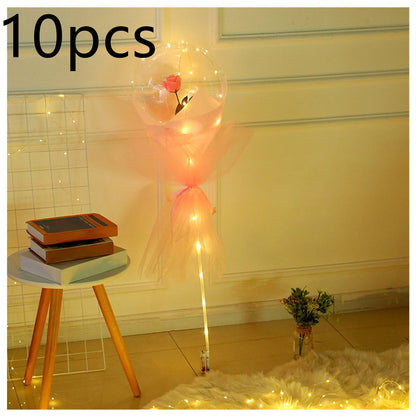 US Local LED Luminous Balloon Rose Bouquet Transparent Bobo Ball Rose
