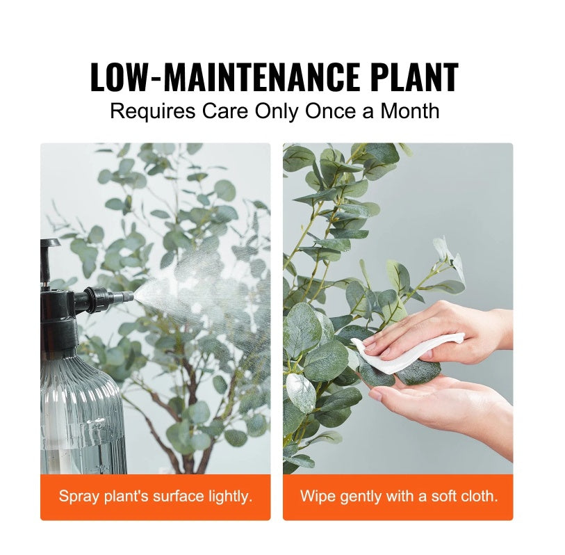 US Local Artificial Eucalyptus Tree, 6 FT Tall Faux Plant, Secure PE Material & Anti-Tip Tilt Protection Low-Maintenance Plant, Lifelike Green Fake Potted Tree For Home Office Decor Indoor Outdoor