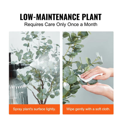 US Local Artificial Eucalyptus Tree, 6 FT Tall Faux Plant, Secure PE Material & Anti-Tip Tilt Protection Low-Maintenance Plant, Lifelike Green Fake Potted Tree For Home Office Decor Indoor Outdoor