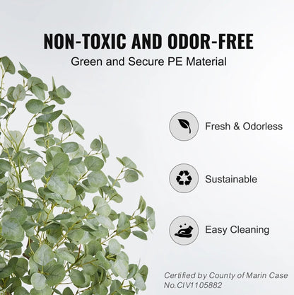 US Local Artificial Eucalyptus Tree, 6 FT Tall Faux Plant, Secure PE Material & Anti-Tip Tilt Protection Low-Maintenance Plant, Lifelike Green Fake Potted Tree For Home Office Decor Indoor Outdoor