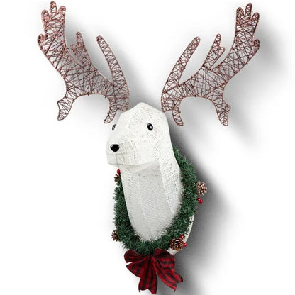 US Local Lighted Christmas Wall Decor Reindeer Head, 39 Pre-lit 3D Rudolph Hanging Wreath For Front Door Window Indoor Outdoor Xmas Decor Lighted Holiday Displays